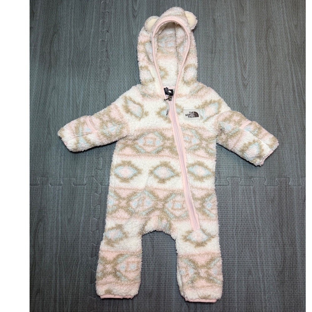 The North Face Infant Campshire One-Piece Fleece Bunting Pink Geometric 0-3M